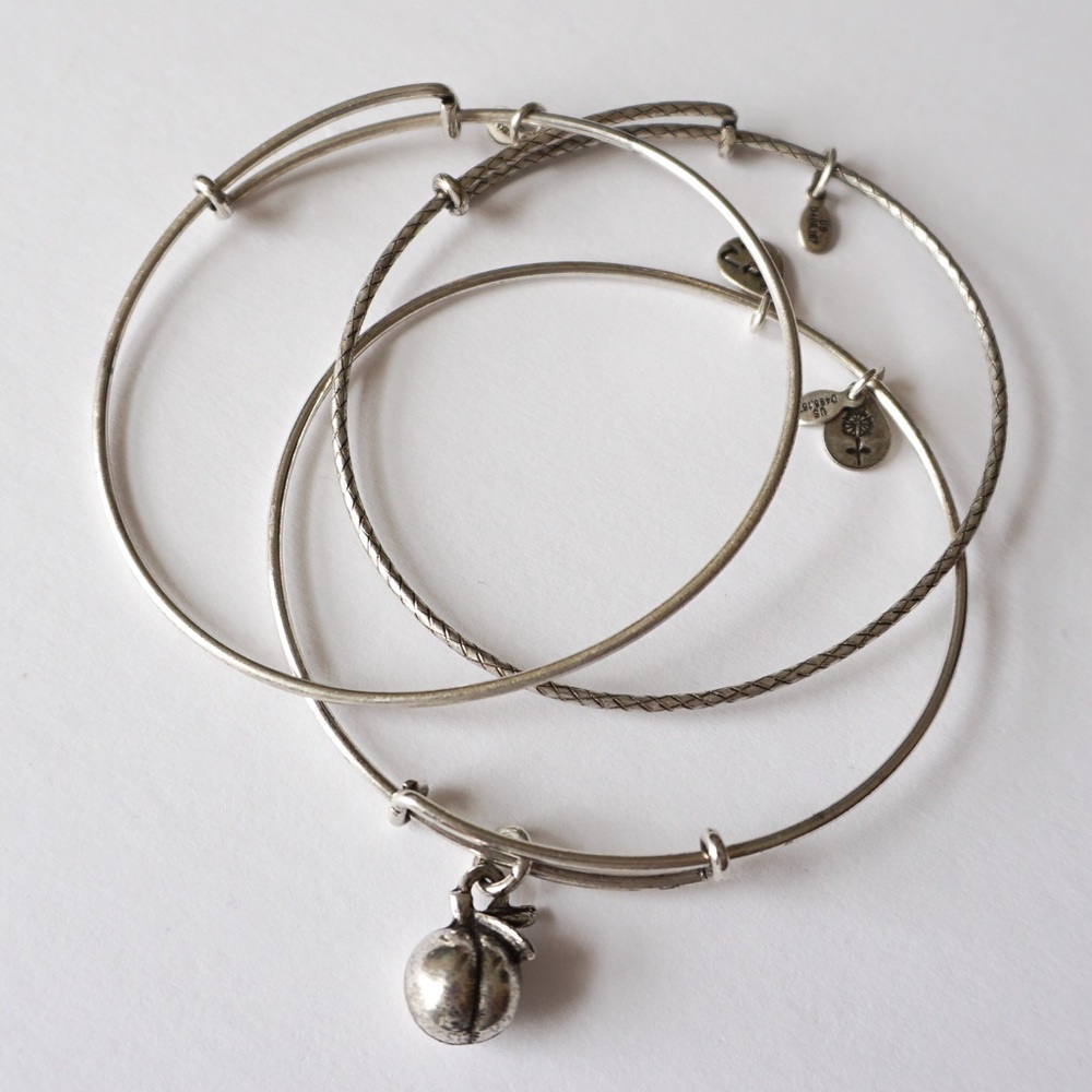 Set of 3 Alex and Ani bangle bracelets silver